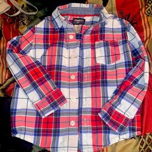 Plaid Button-Front Toddler Oshkosh B'Gosh Red